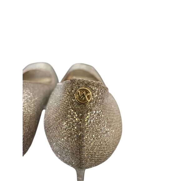 NWOB Michael Kors Erica Platform Open Toe Gold Glittered Heeled Pumps - Picture 4 of 14